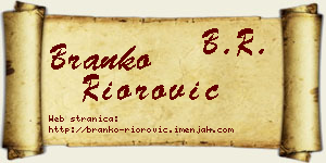 Branko Riorović vizit kartica